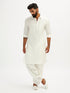 Men's White Viscose Pathani Kurta Set